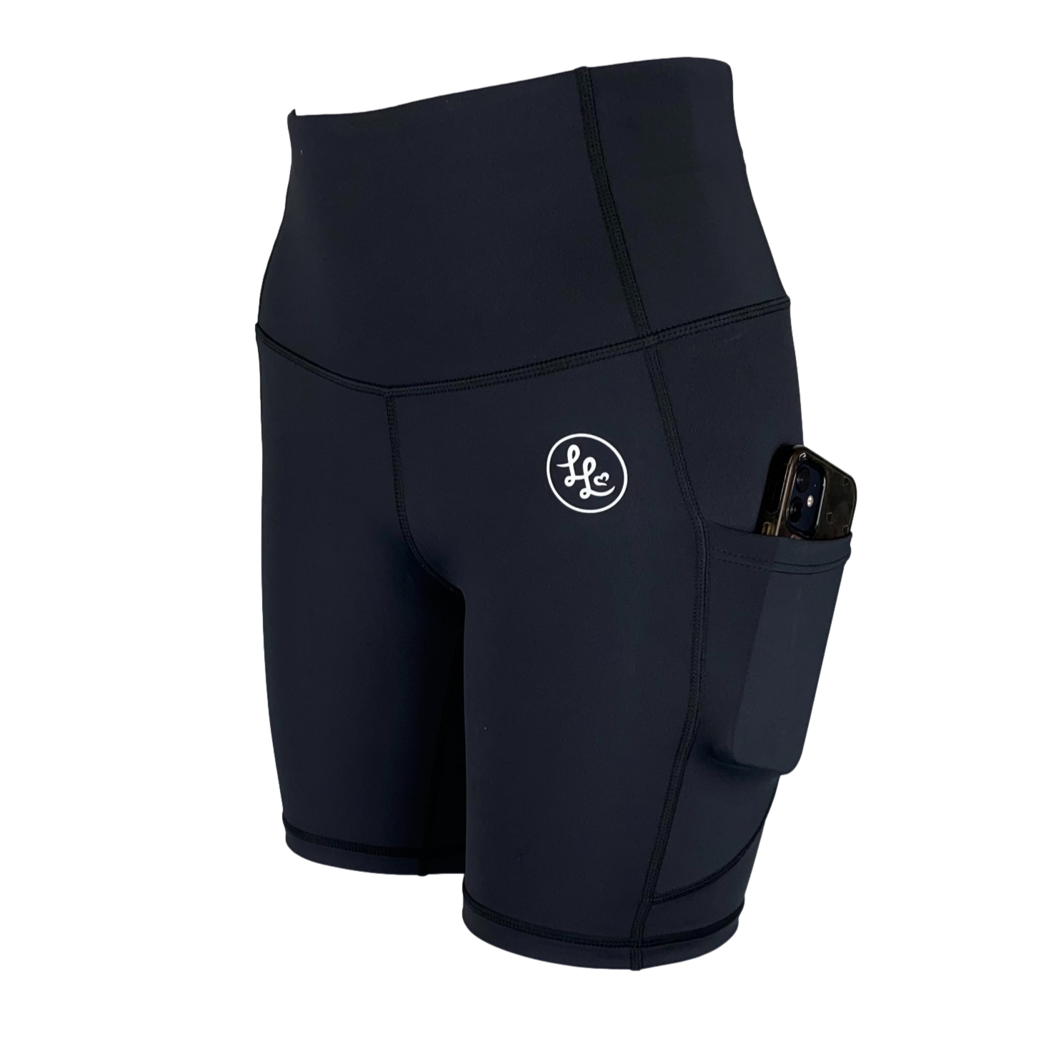 Plain Black ACTIVE Side Pocket Shorter Shorts