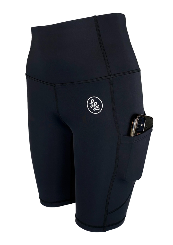 Plain Black ACTIVE Side Pocket Shorts