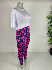 Pretty In Pink Flamingo Maternity Side Pocket ACTIVE Leggings