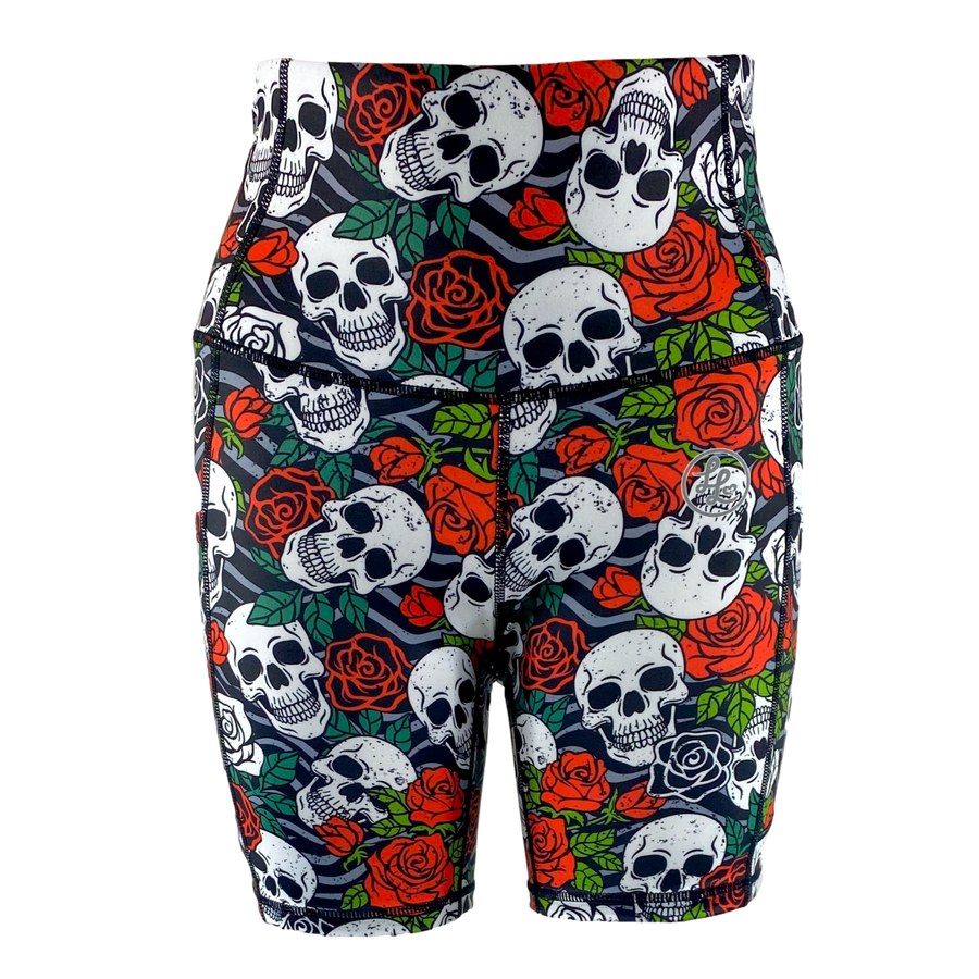 Skulls and Roses ACTIVE Side Pocket Booty Shorts