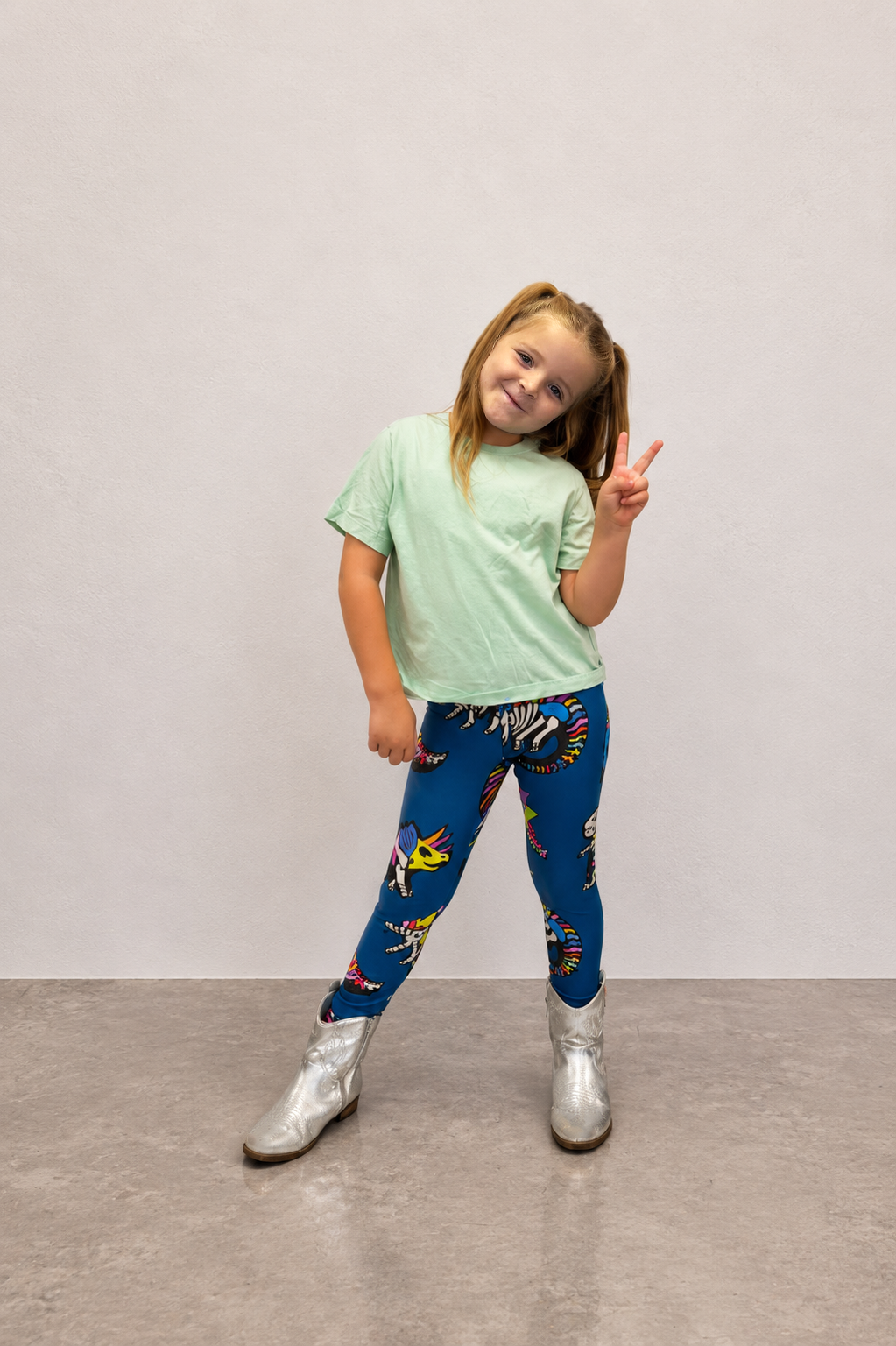 Rainbow Dino Little Locket Leggings