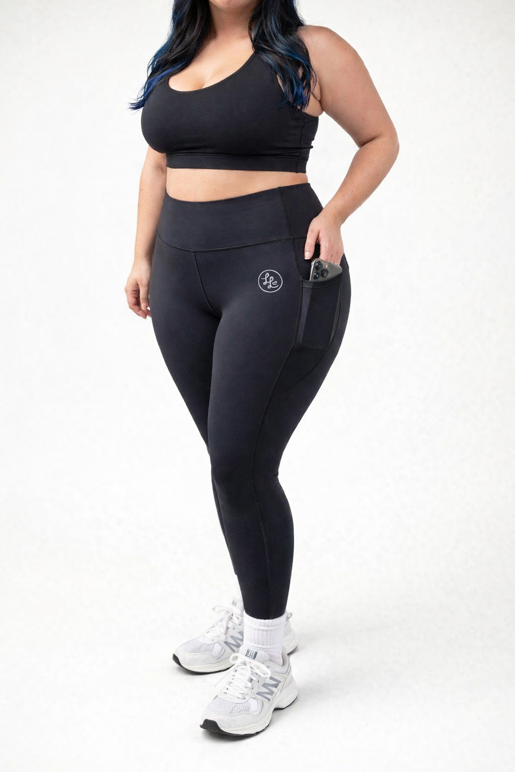 Plain Black Active Side Pocket Leggings