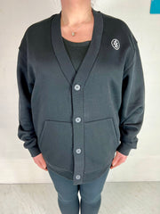 Black Oversized Sweatshirt Cardigan