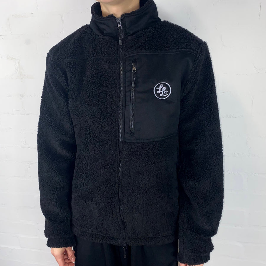 Black Recycled Sherpa Fleece Jacket