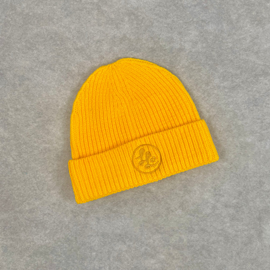 Gold Ribbed Beanie Hat