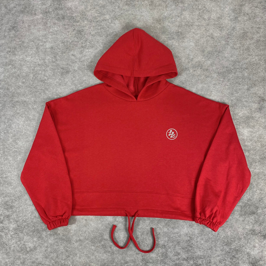 Red Oversized Cropped Hoodie