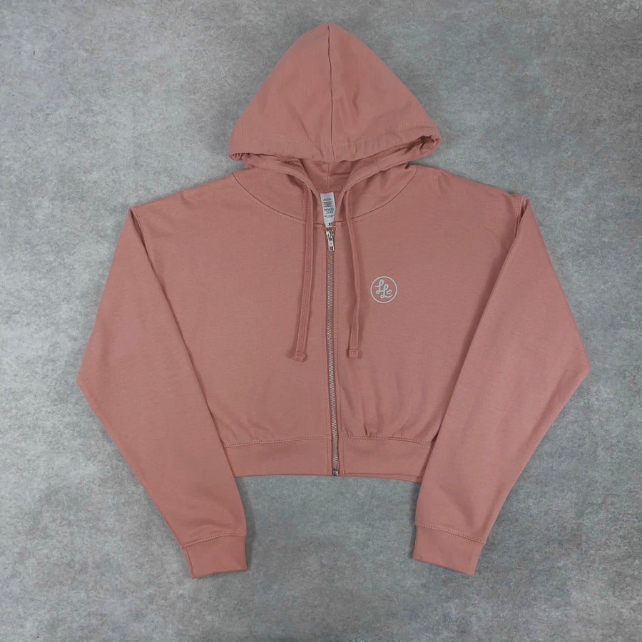 Dusty Pink Cropped Zipped Hoodie