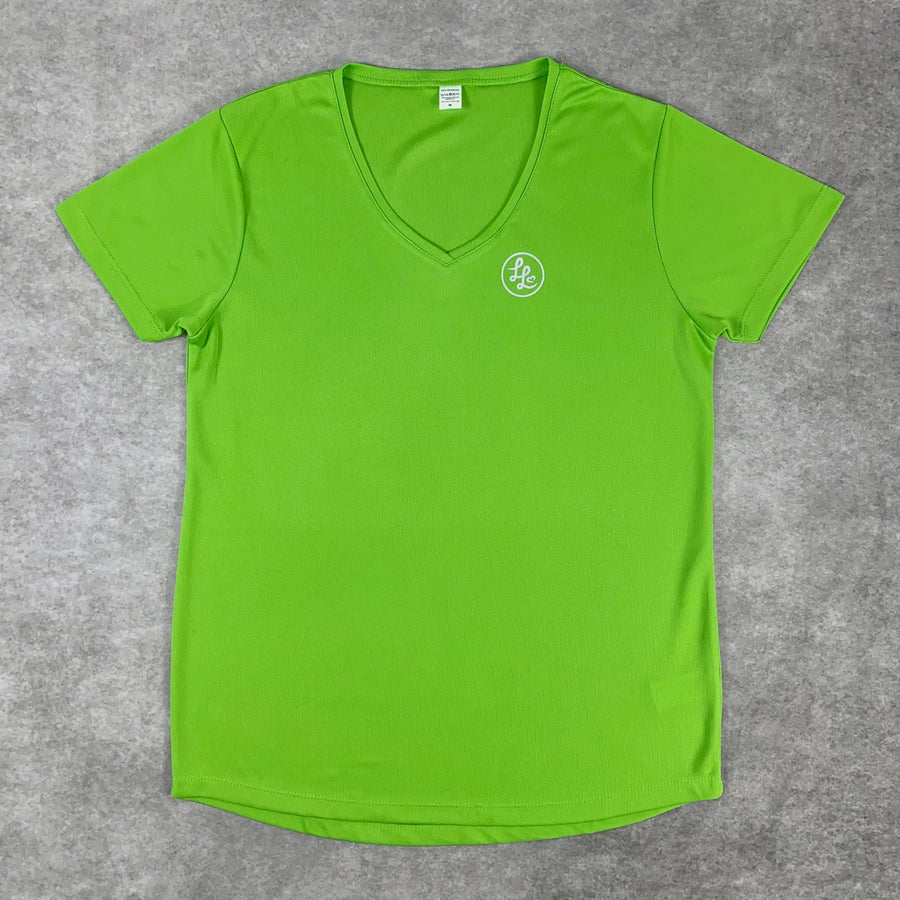 Lime Green V Neck Technical T-Shirt