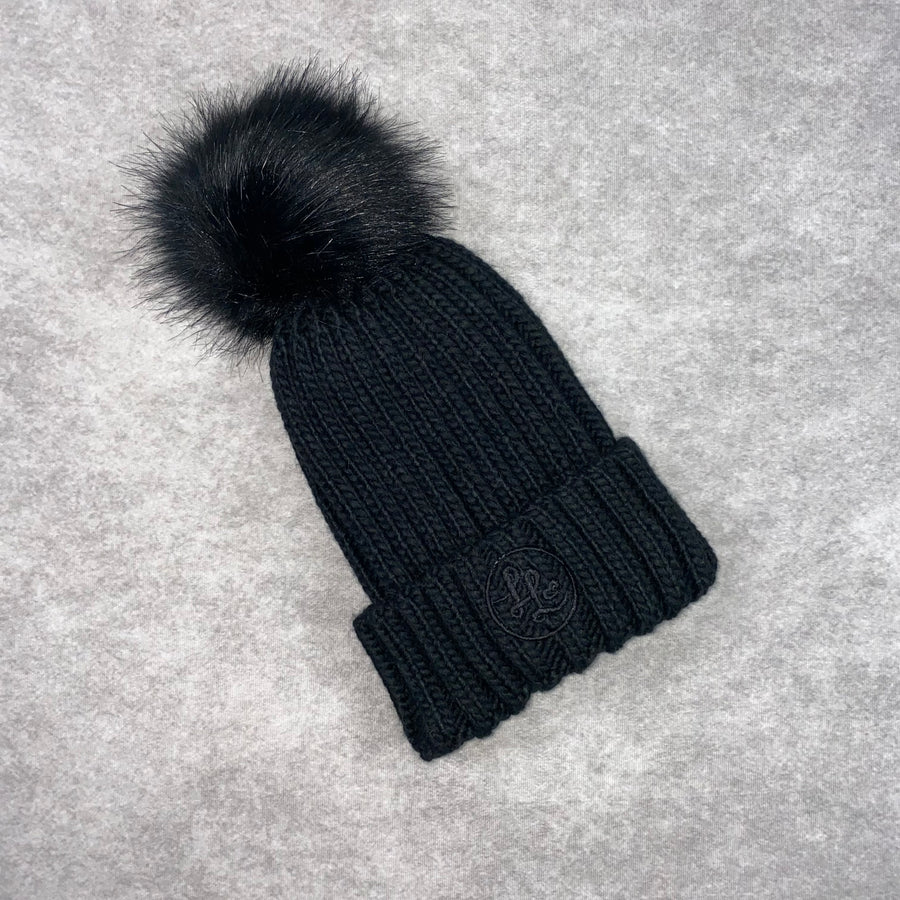 Black Fur Pom HAT